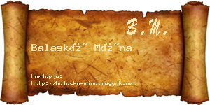 Balaskó Mína névjegykártya